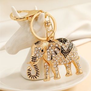 Bling Black & crystal rhinestone Elephant Keychain